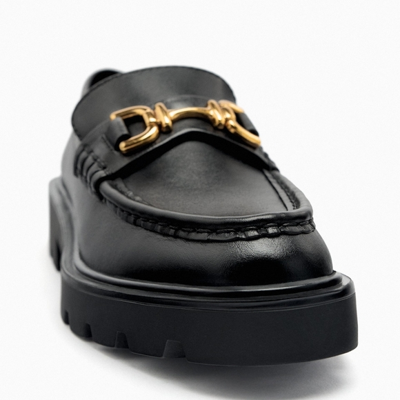 NWT Zara Lug Sole Geniune Leather Loafer - Picture 2 of 9